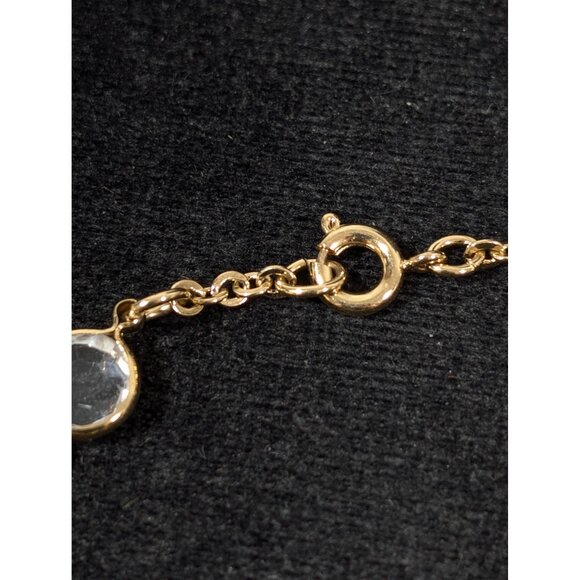 Vintage Gold Tone Clear Lucite Bezel Chain Bracelet Tennis 7 inn - Picture 4 of 6